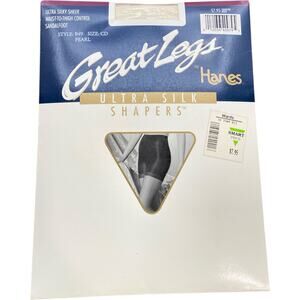 Vintage Hanes Great Legs Ultra Silk Shapers Sandalfoot Pantyhose Pearl Size CD